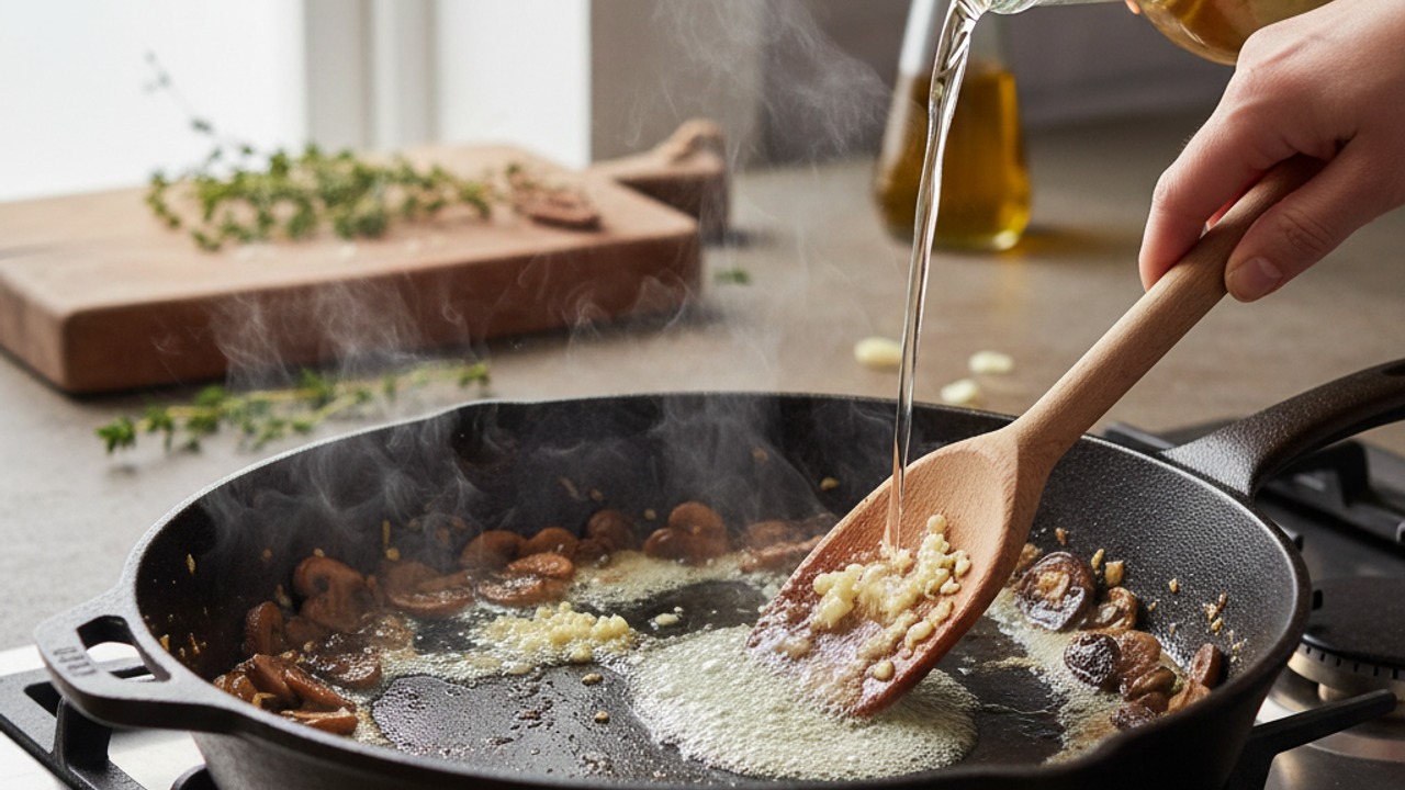 Deglaze with wine