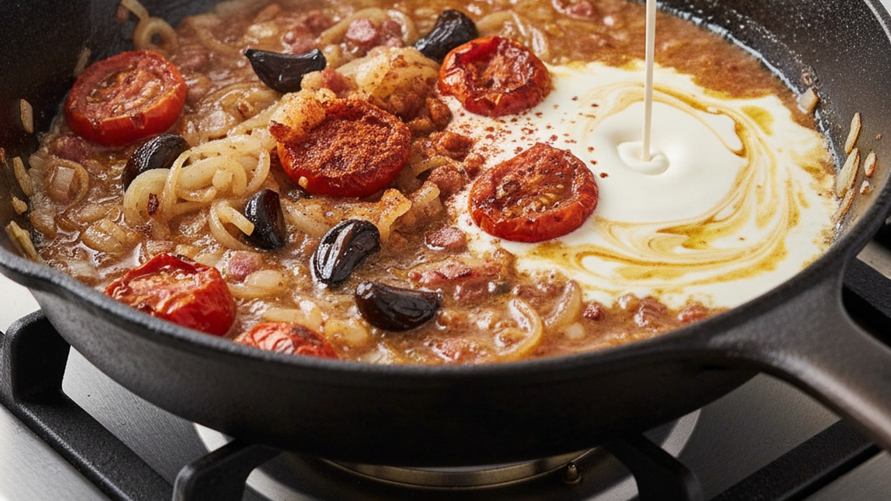 Build the smoked tomato cream sauce