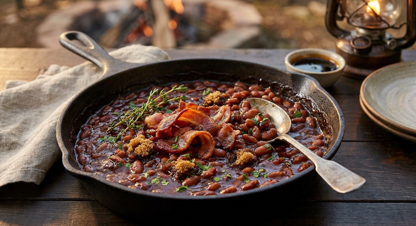 Campfire Baked Beans with Brown Sugar and Bacon