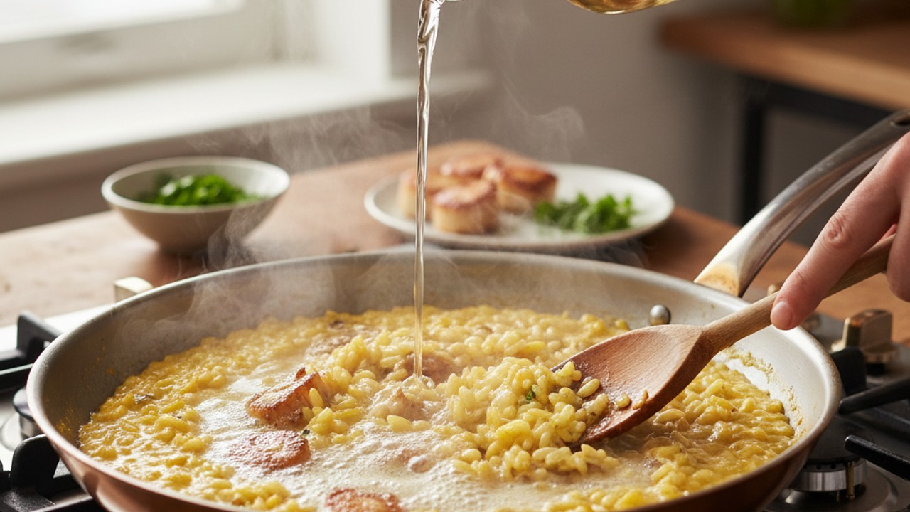Deglaze with white wine