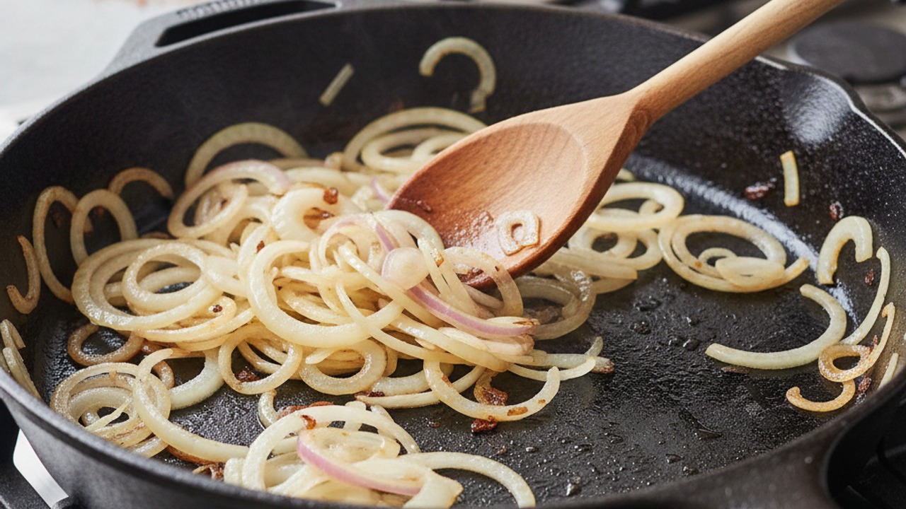 Sauté the onion in the same skillet