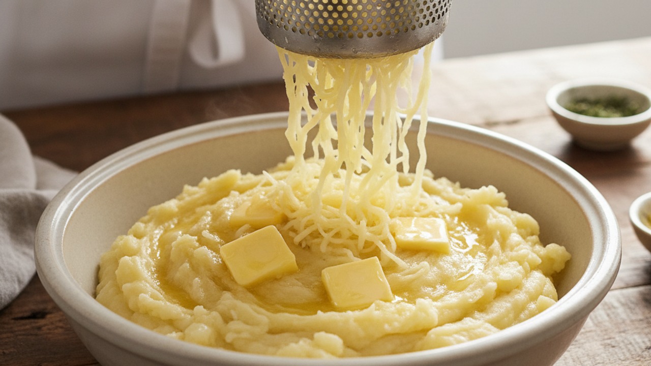 Add butter and begin mashing