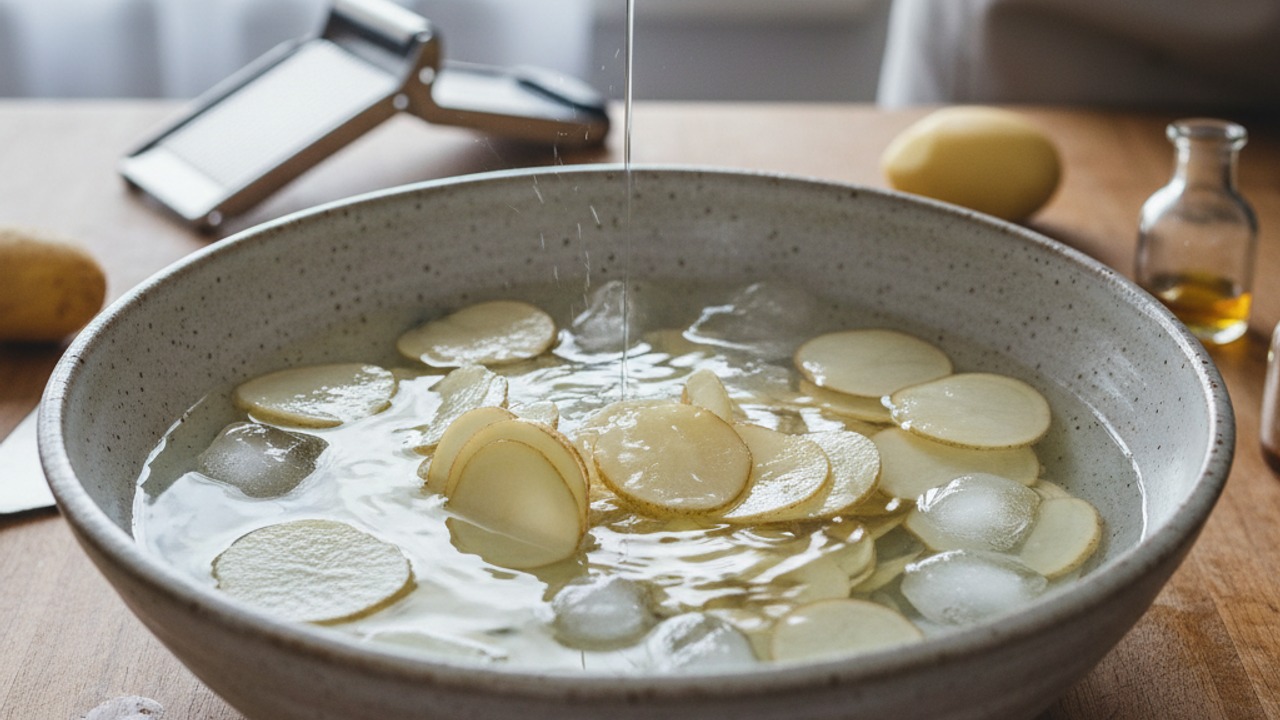 Slice and soak the potatoes
