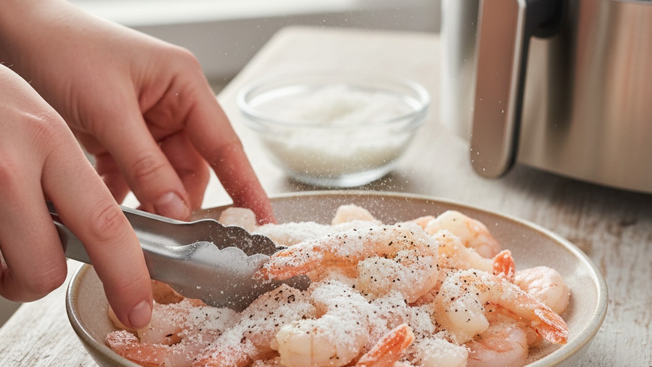 Season and dust with cornstarch