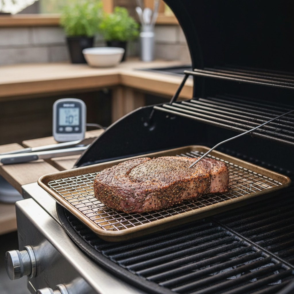 Low-and-slow (reverse sear) to target internal temp