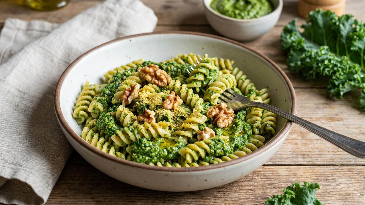 Chickpea Pasta with Kale Pesto