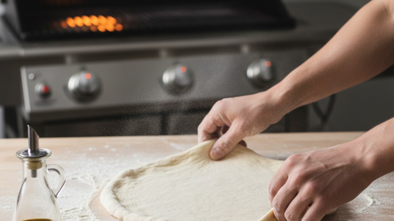 Preheat grill and prepare dough
