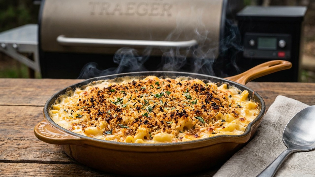 Smoked Mac and Cheese on the Traeger with Smoked Breadcrumb Topping