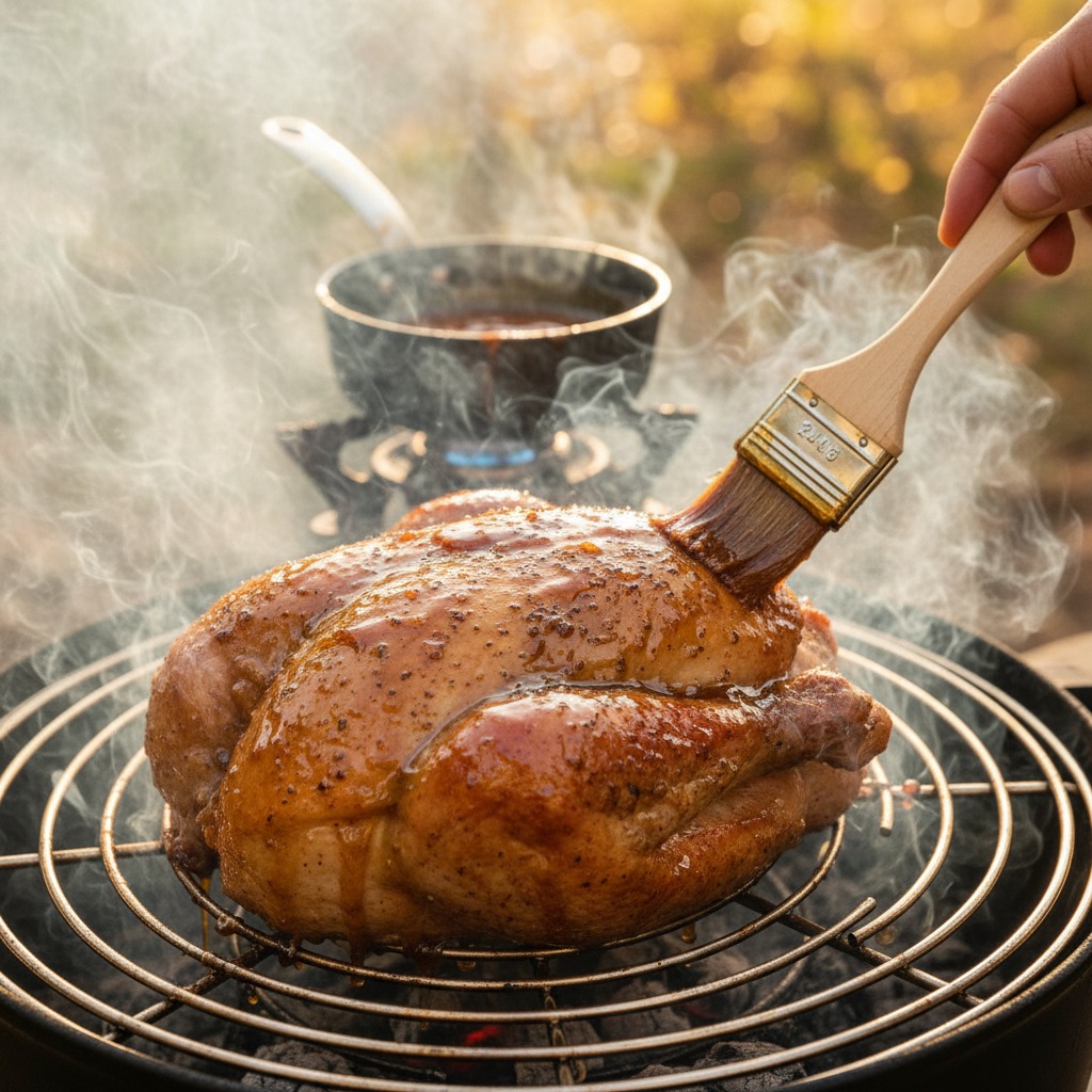 Smoke and glaze until done