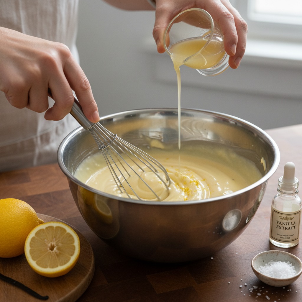 Add Meyer lemon, vanilla and salt