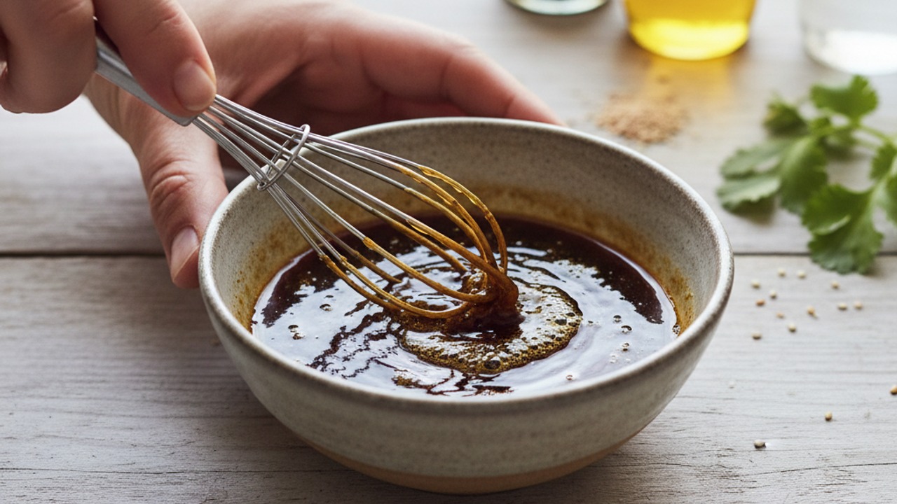 Make the sesame-soy dressing