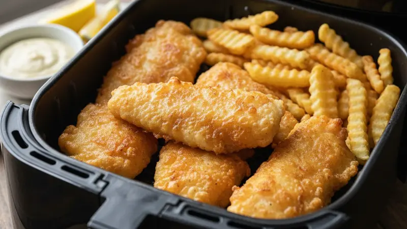 Air-fry the fish and finish the chips