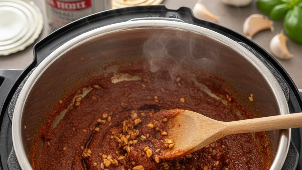 Add garlic and tomato paste