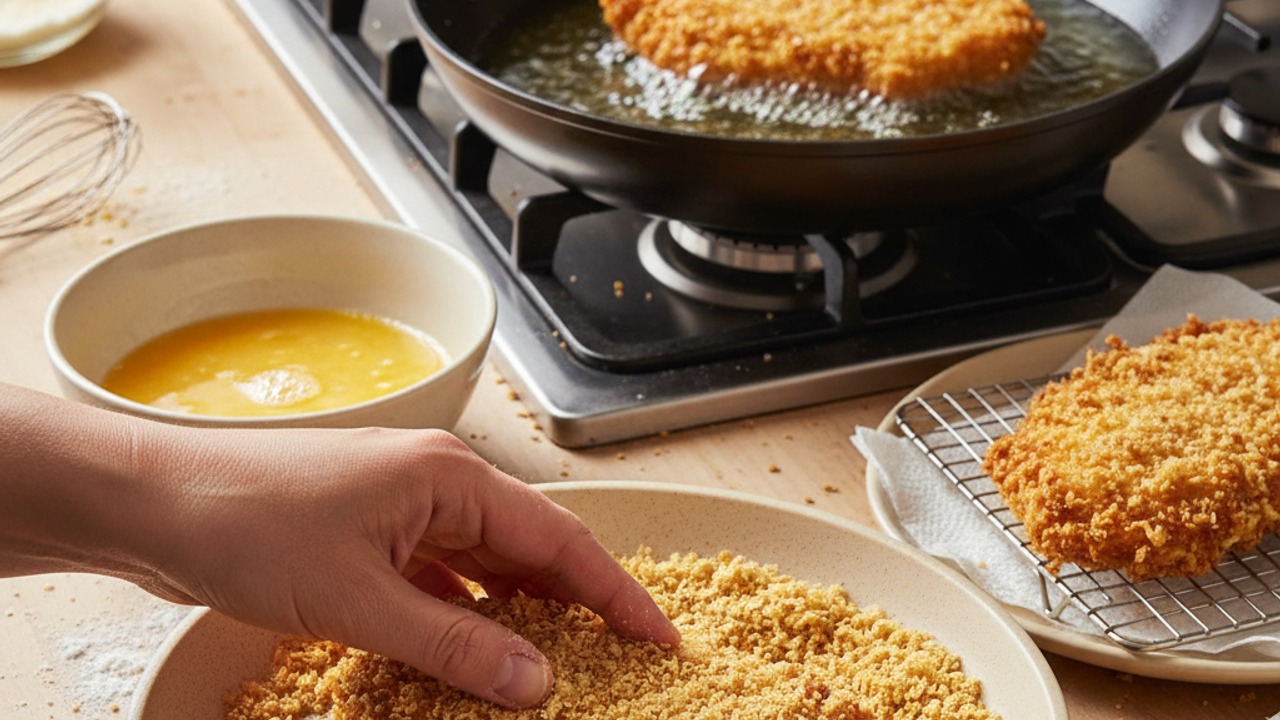 Dredge, first fry (cook through)
