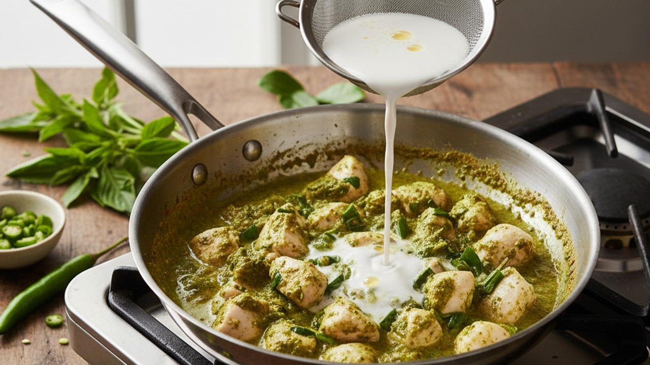 Add chicken and remaining coconut milk