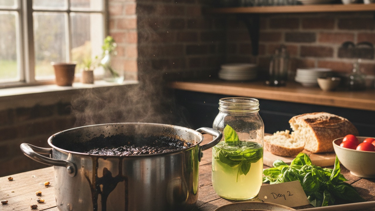 Day 2 — Charred corn syrup and basil simple syrup