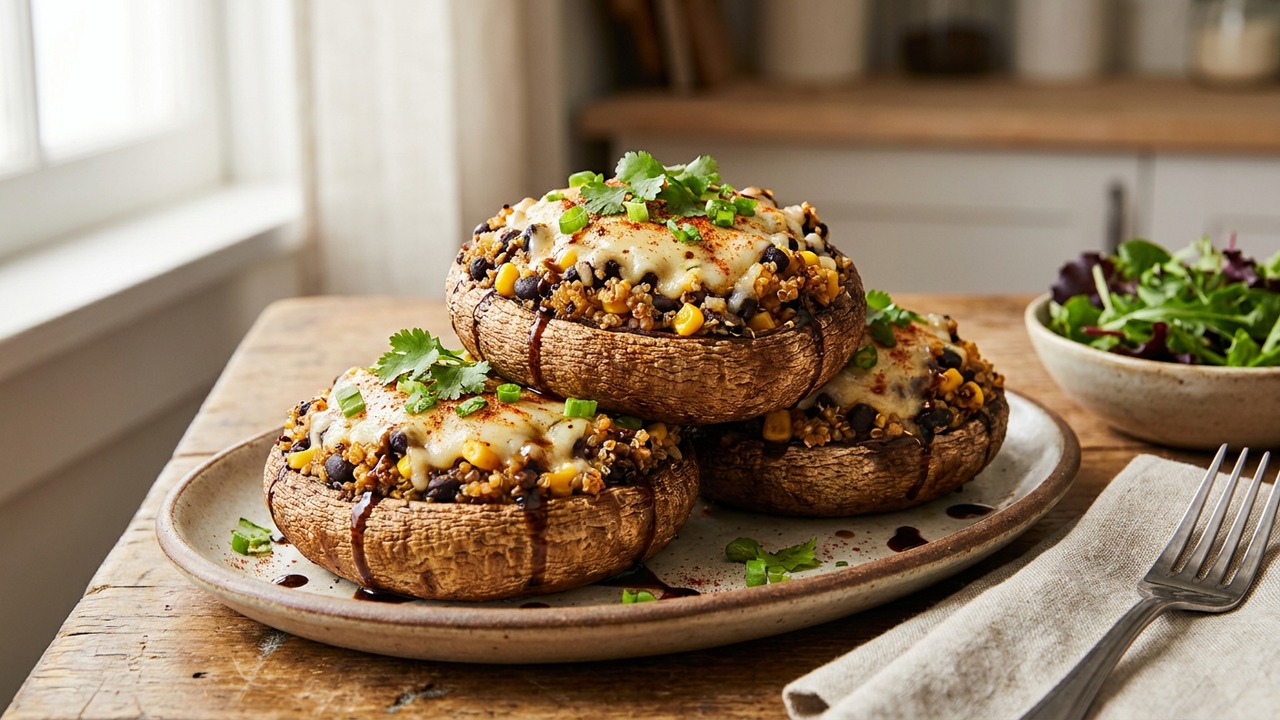 Air Fryer Stuffed Portobellos