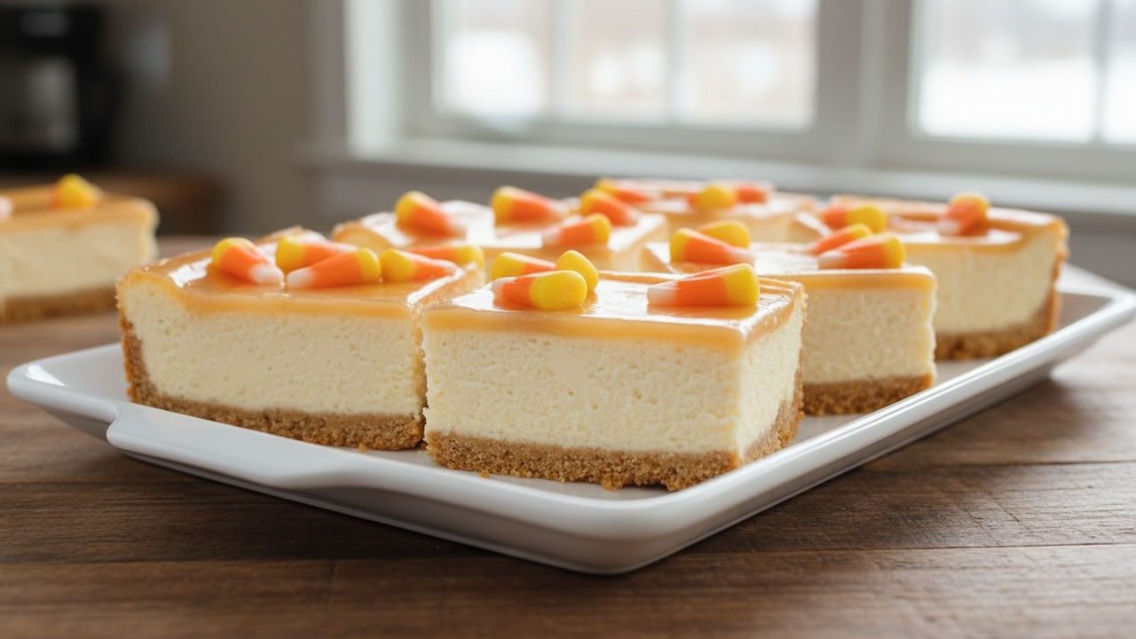 Candy Corn Cheesecake Bars