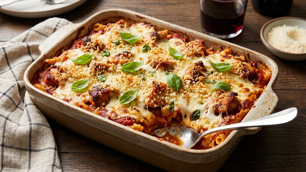 Chicken Parmesan Pasta Bake