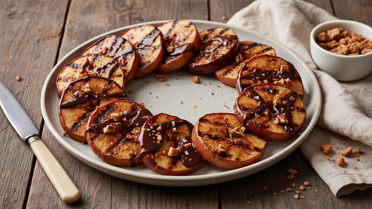 Grilled Chocolate-Dipped Apple Slices