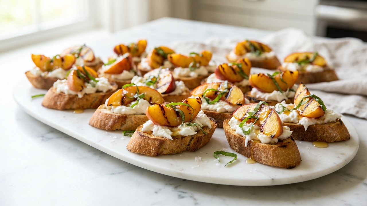 Grilled Peach And Burrata Baguette