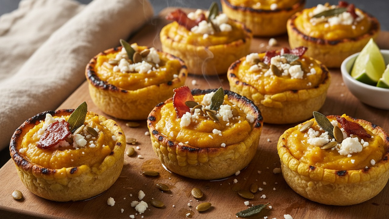 Grilled Pumpkin Masa Cups with Smoky Cotija