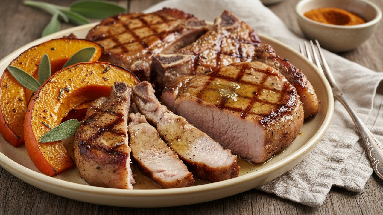 Grilled Pumpkin-Spice Pork Chops