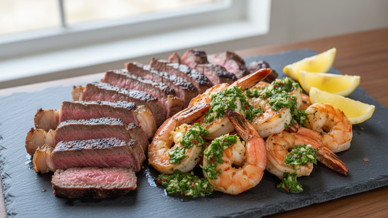 Grilled Ribeye & Garlic Shrimp Surf 'n' Turf