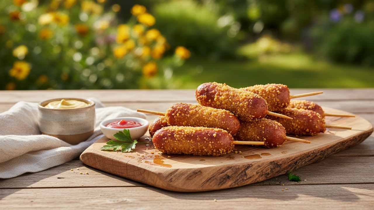 Mini Grilled Bratwurst Corn Dogs