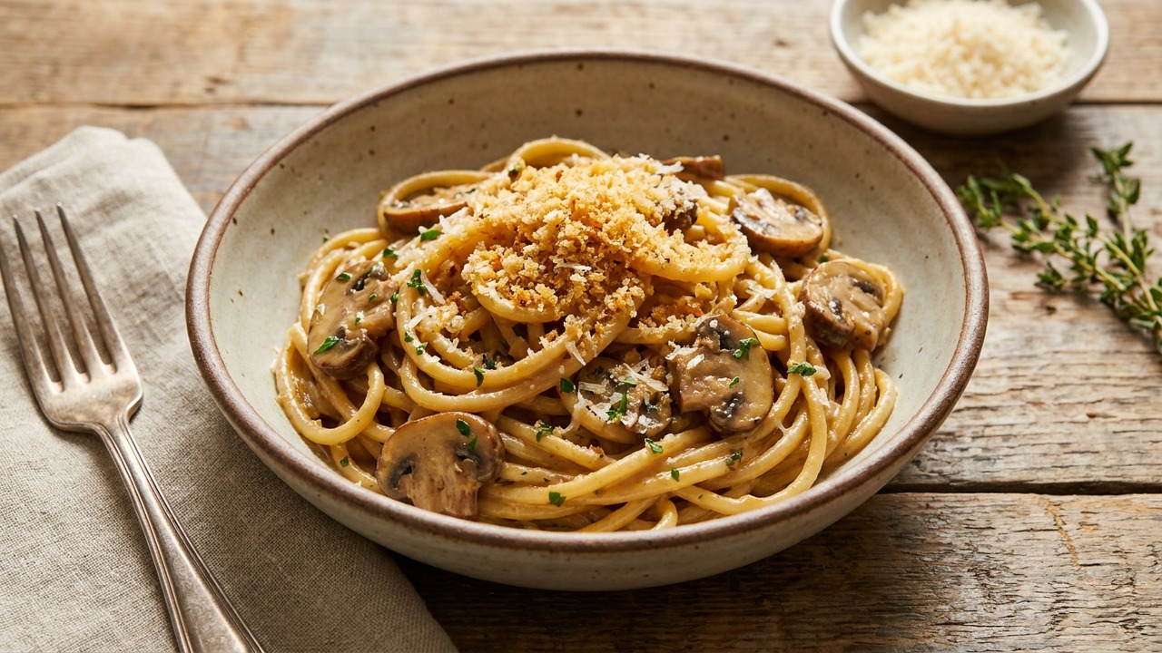 Mushroom Garlic Butter Pasta