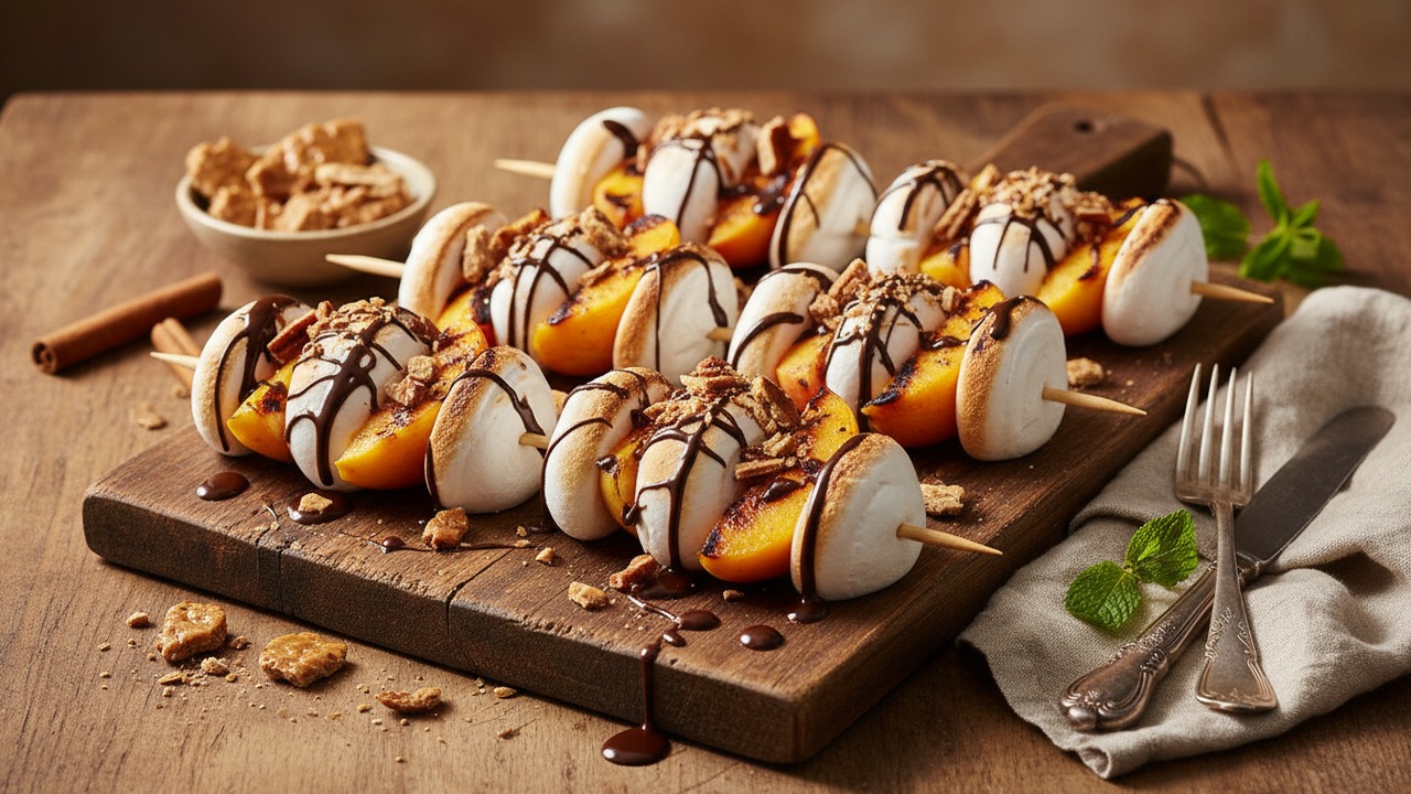 Smoky Grilled Meringue Skewers
